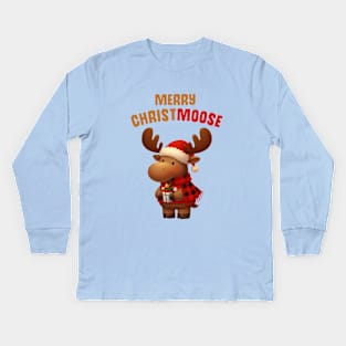 Merry Christmoose Christmas Moose Kids Long Sleeve T-Shirt